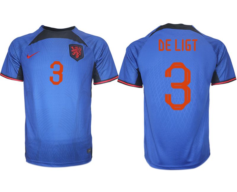 Men 2022 World Cup National Team Netherlands away aaa version blue #3 Soccer Jersey